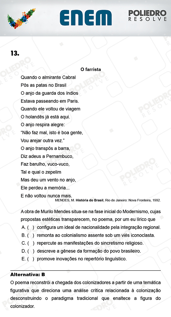 Questão 13 - 1º Dia (PROVA AZUL) - ENEM 2017