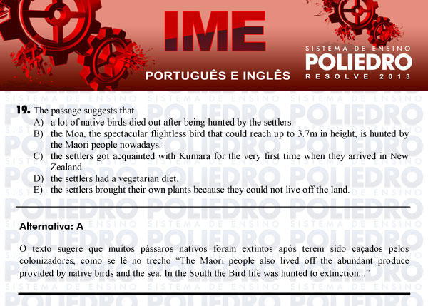 Questão 19 - Português e Inglês - IME 2013