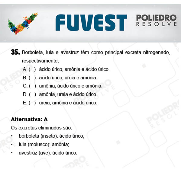 Questão 35 - 1ª Fase - PROVA V - FUVEST 2018