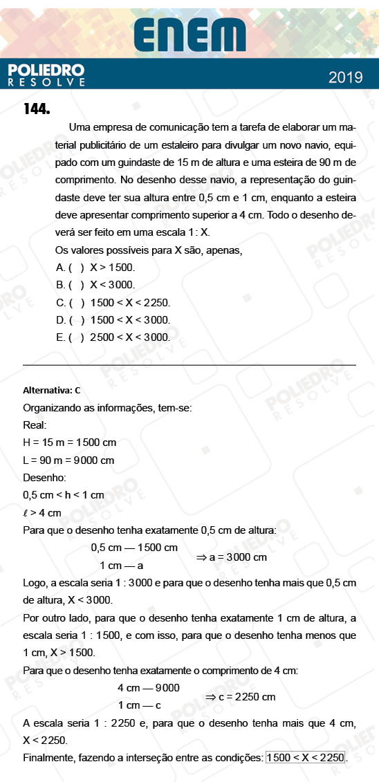 Questão 144 - 2º Dia - Prova AMARELA - ENEM 2018