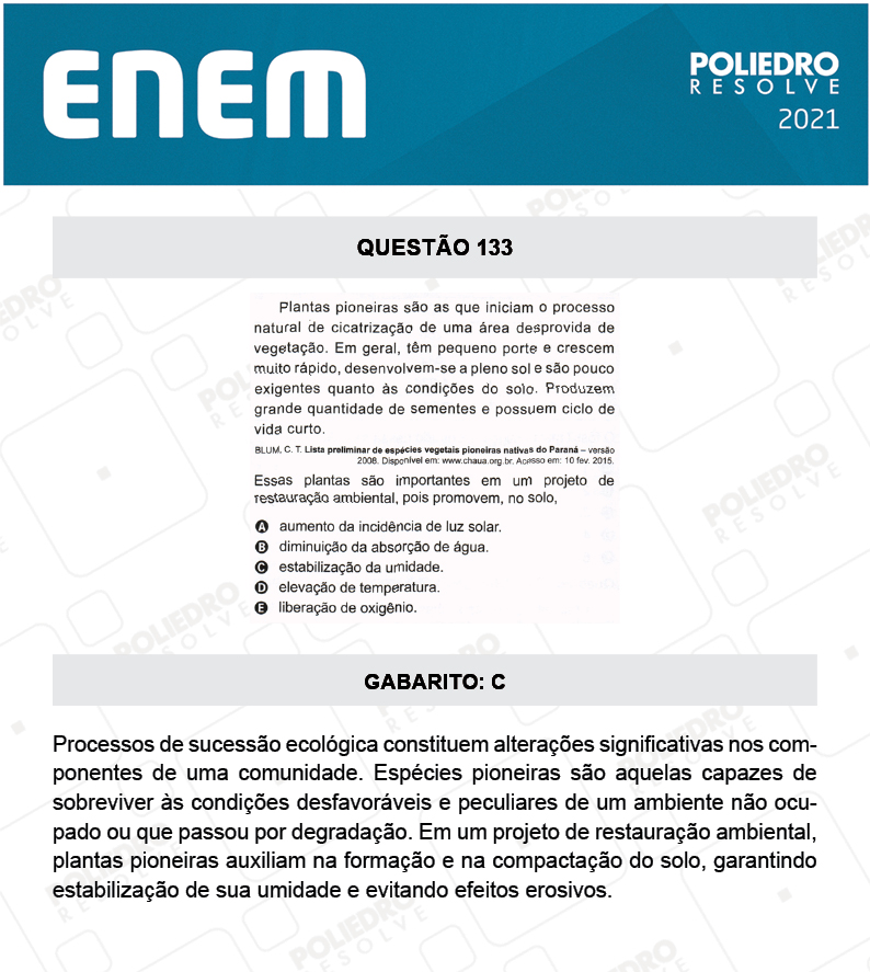 Questão 133 - 2º Dia - Prova Cinza - ENEM 2020