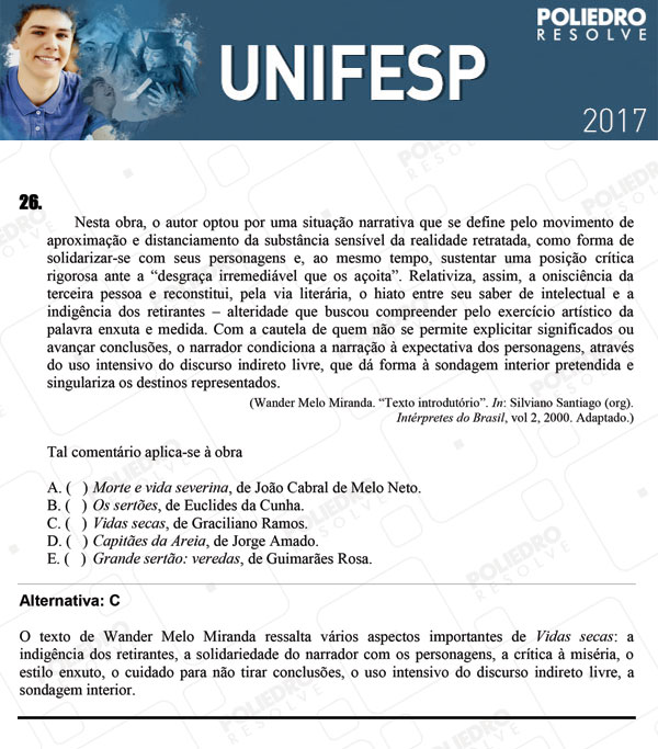 Questão 26 - 1º dia - UNIFESP 2017