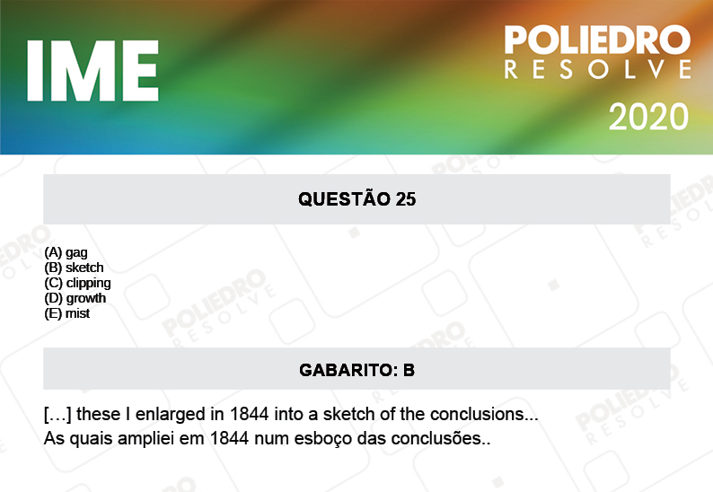 Questão 25 - 2ª Fase - Português/Inglês - IME 2020