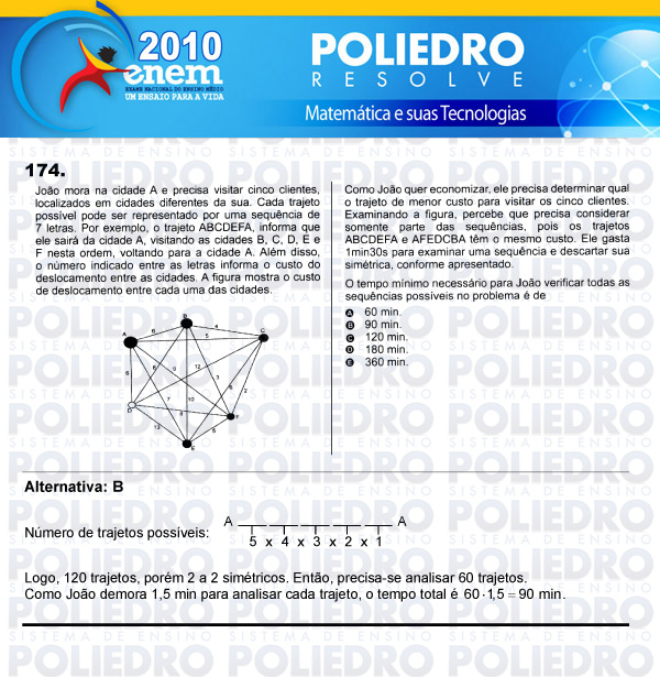 Questão 174 - Domingo (Prova rosa) - ENEM 2010