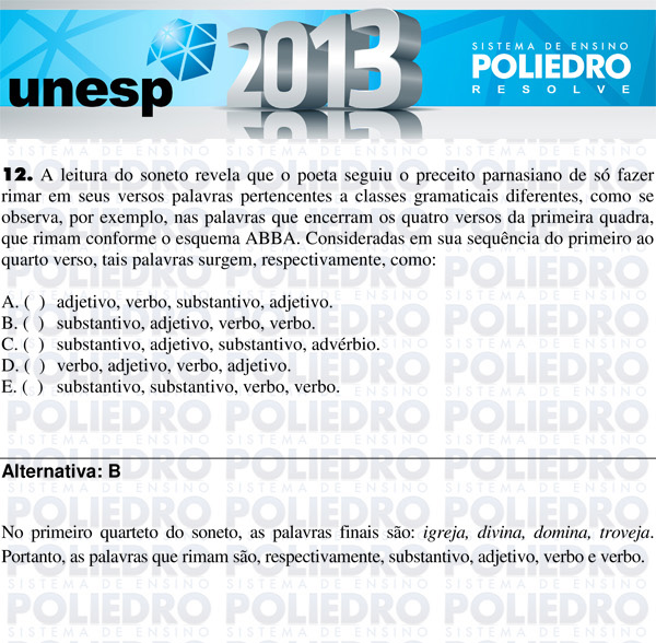 Questão 12 - 1ª Fase - UNESP 2013