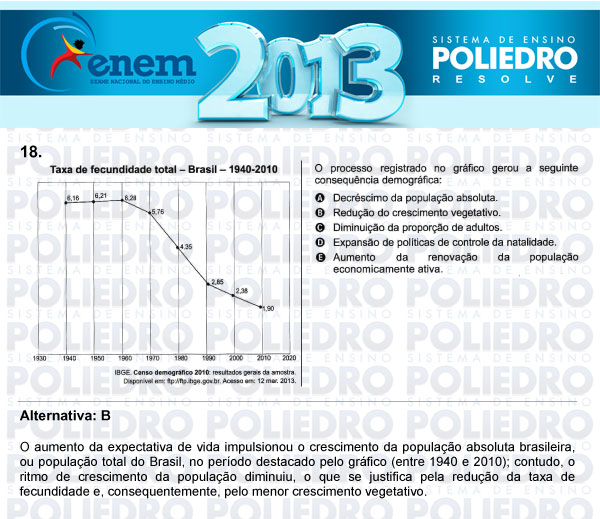 Questão 18 - Sábado (Prova Amarela) - ENEM 2013