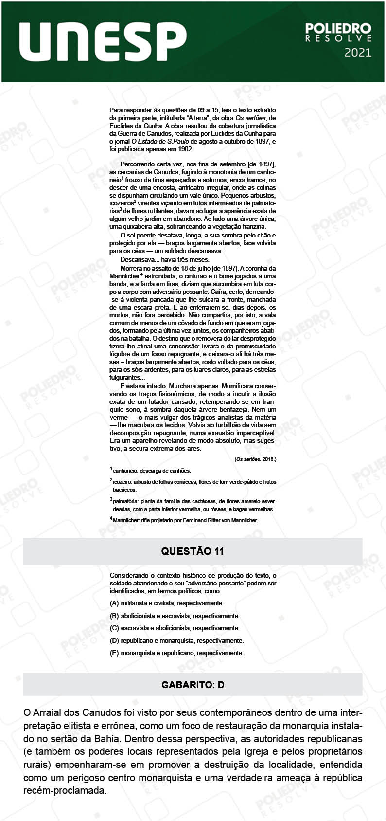 Questão 11 - 1ª Fase - 1º Dia - UNESP 2021