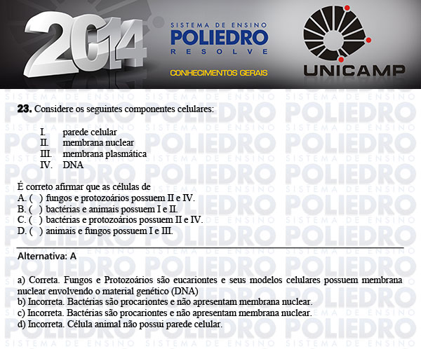 Questão 23 - 1ª Fase - UNICAMP 2014