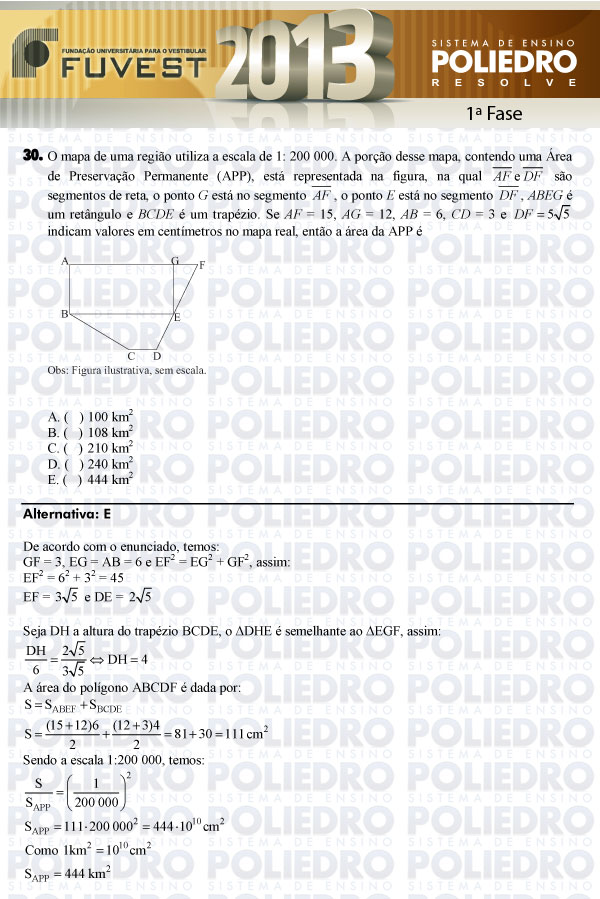 Questão 30 - 1ª Fase - FUVEST 2013