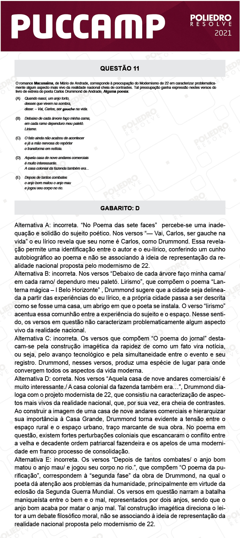 Questão 11 - MEDICINA - PUC-Campinas 2021