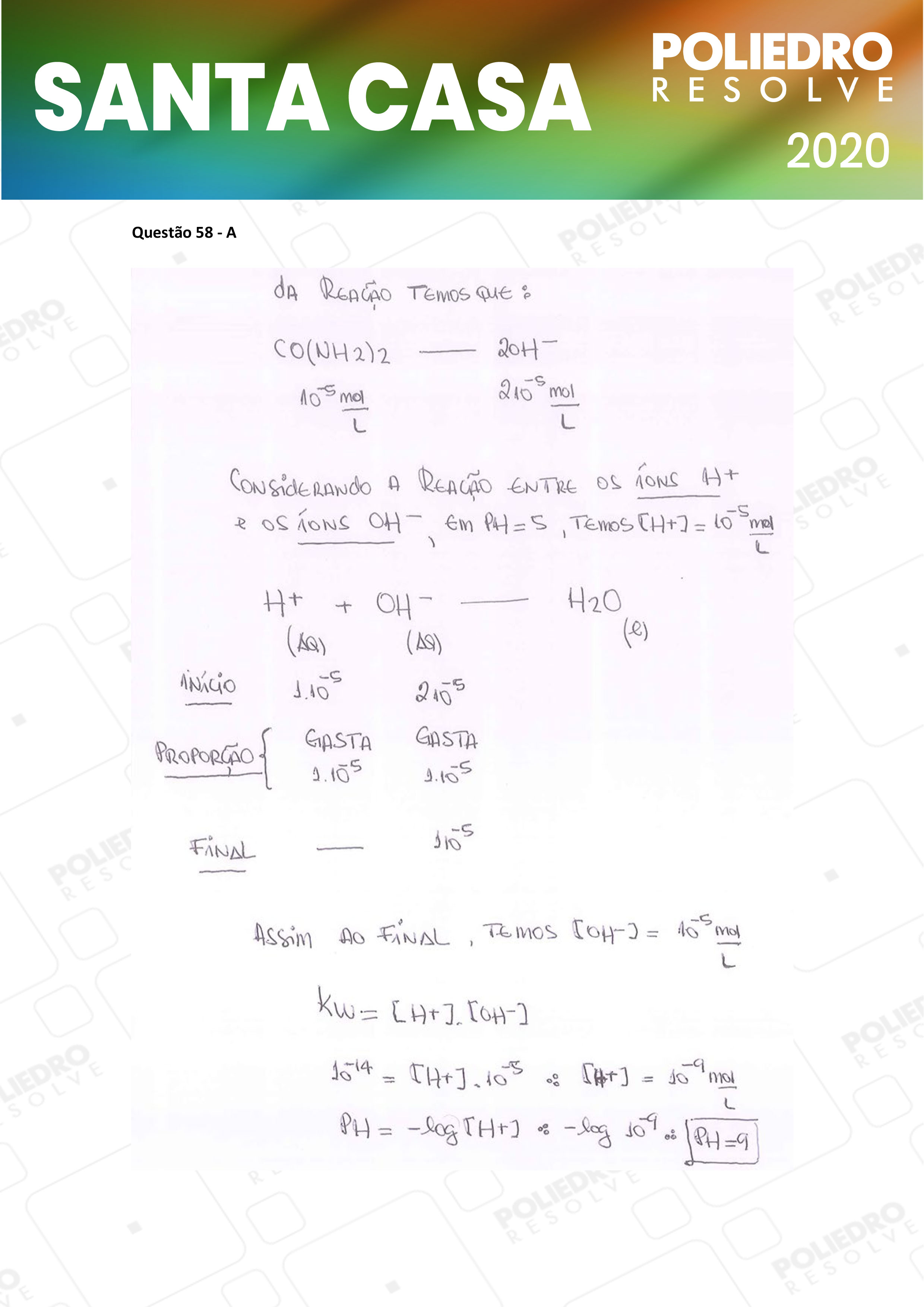 Questão 59 - 2º Dia - SANTA CASA 2020