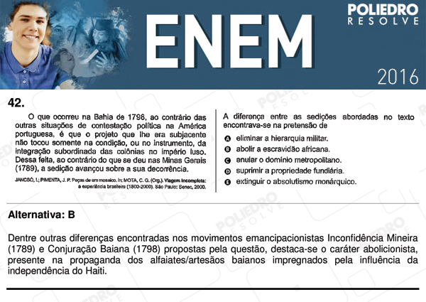 Questão 42 - 1º Dia (PROVA ROSA) - ENEM 2016