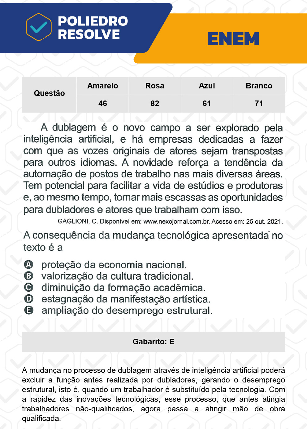 Questão 61 - 1º Dia - Prova Azul - ENEM 2022