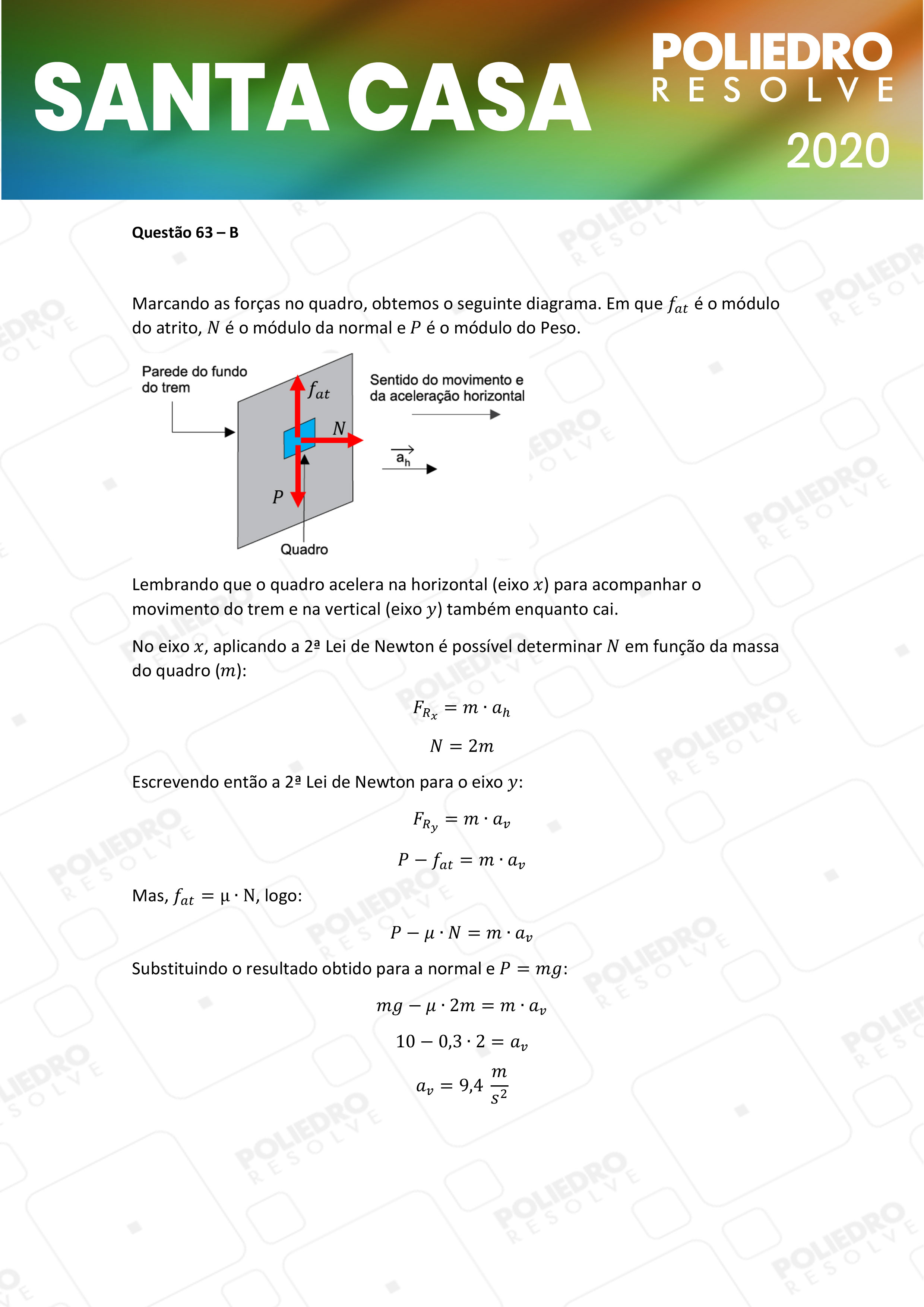 Questão 63 - 2º Dia - SANTA CASA 2020