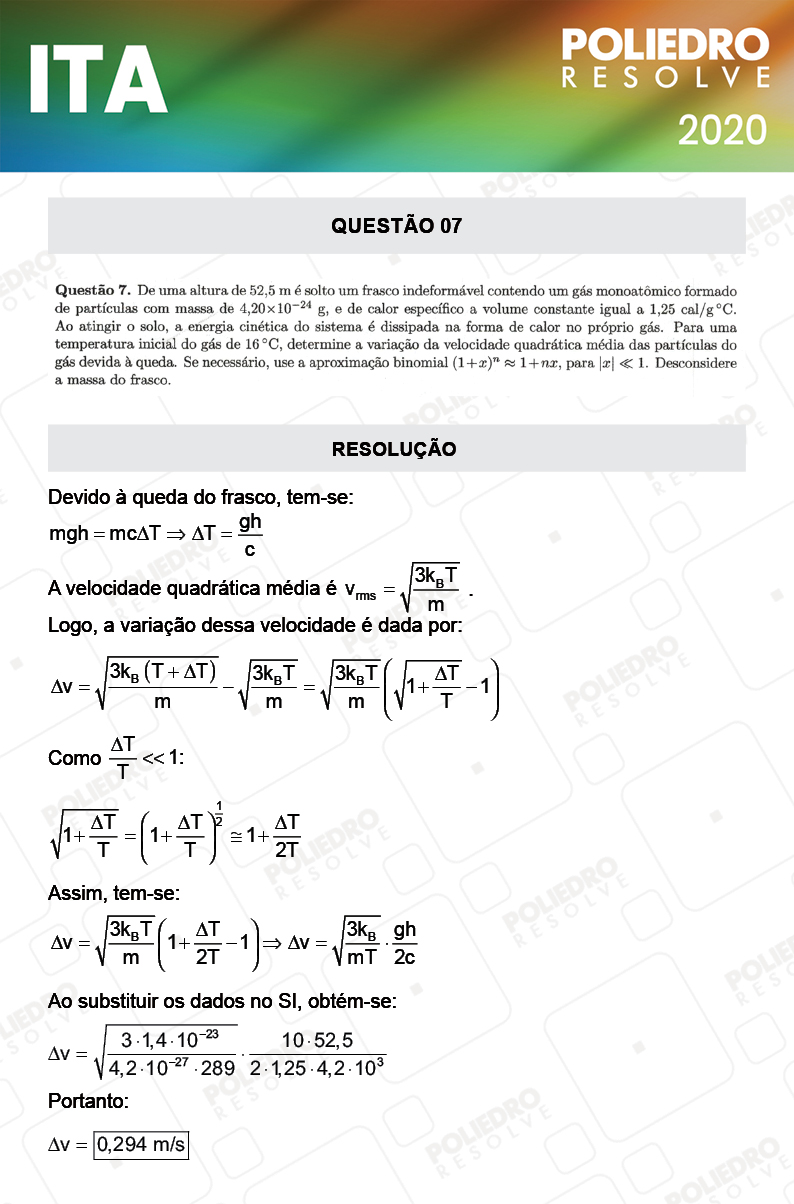 Dissertação 7 - 2ª Fase - 2º Dia - Fis / Red - ITA 2020