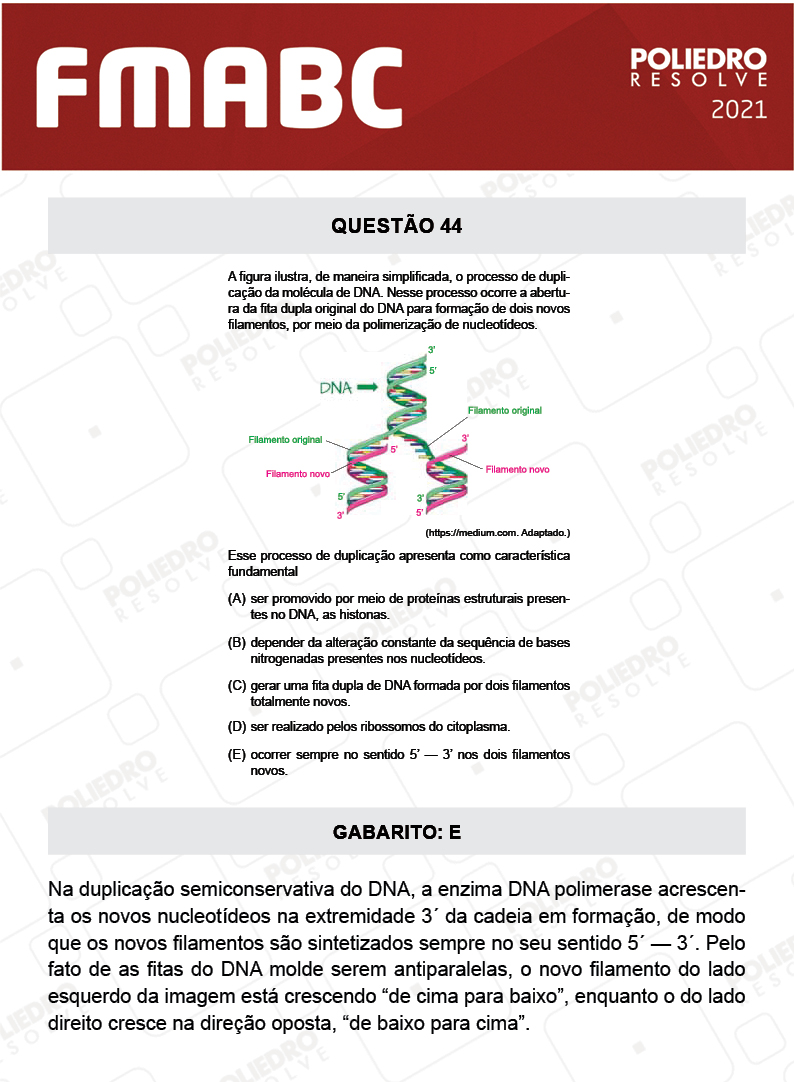 Questão 44 - Fase única - FMABC 2021