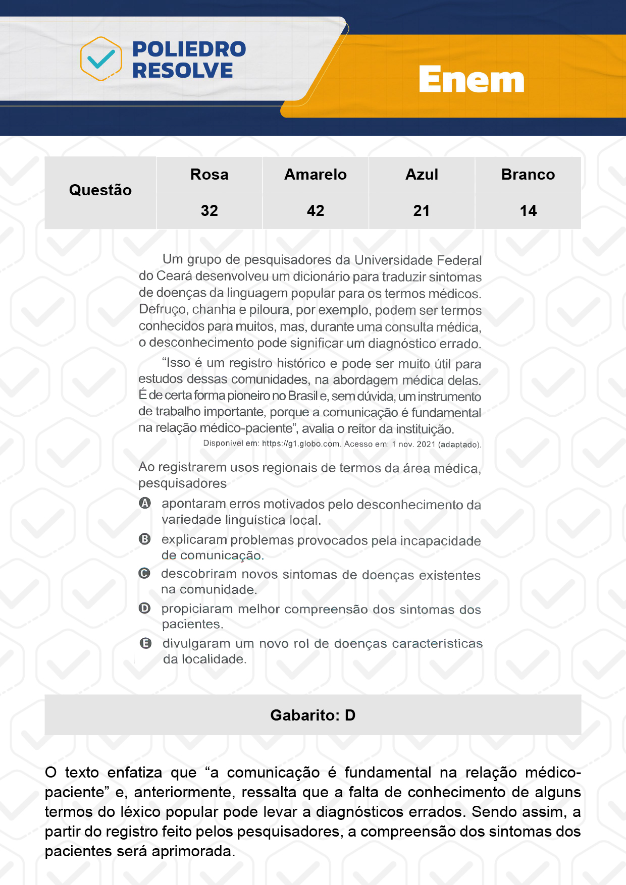 Questão 21 - Dia 1 - Prova Azul - Enem 2023