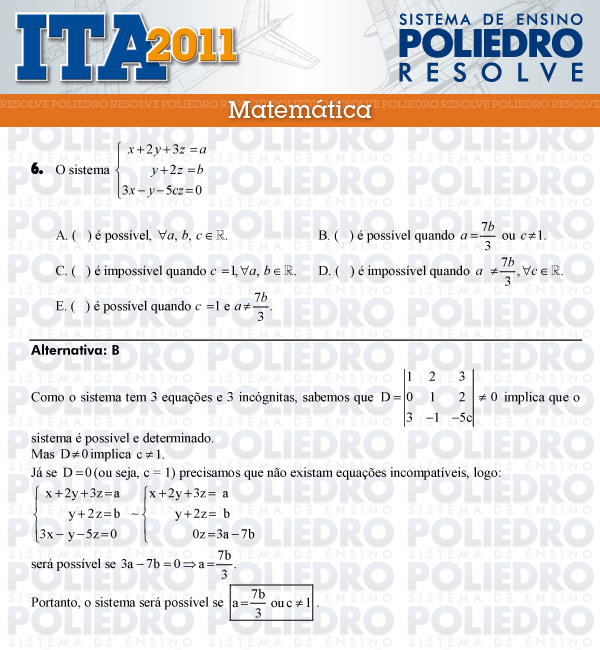 Questão 6 - Matemática - ITA 2011