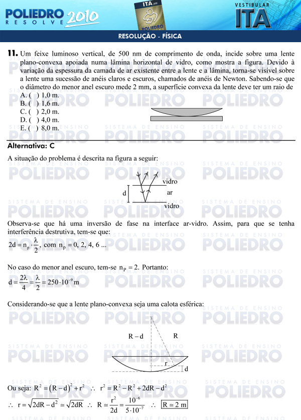 Questão 11 - Física - ITA 2010