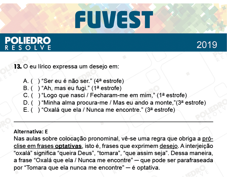 Questão 13 - Fase única - 1º Dia - UNIFESP 2019