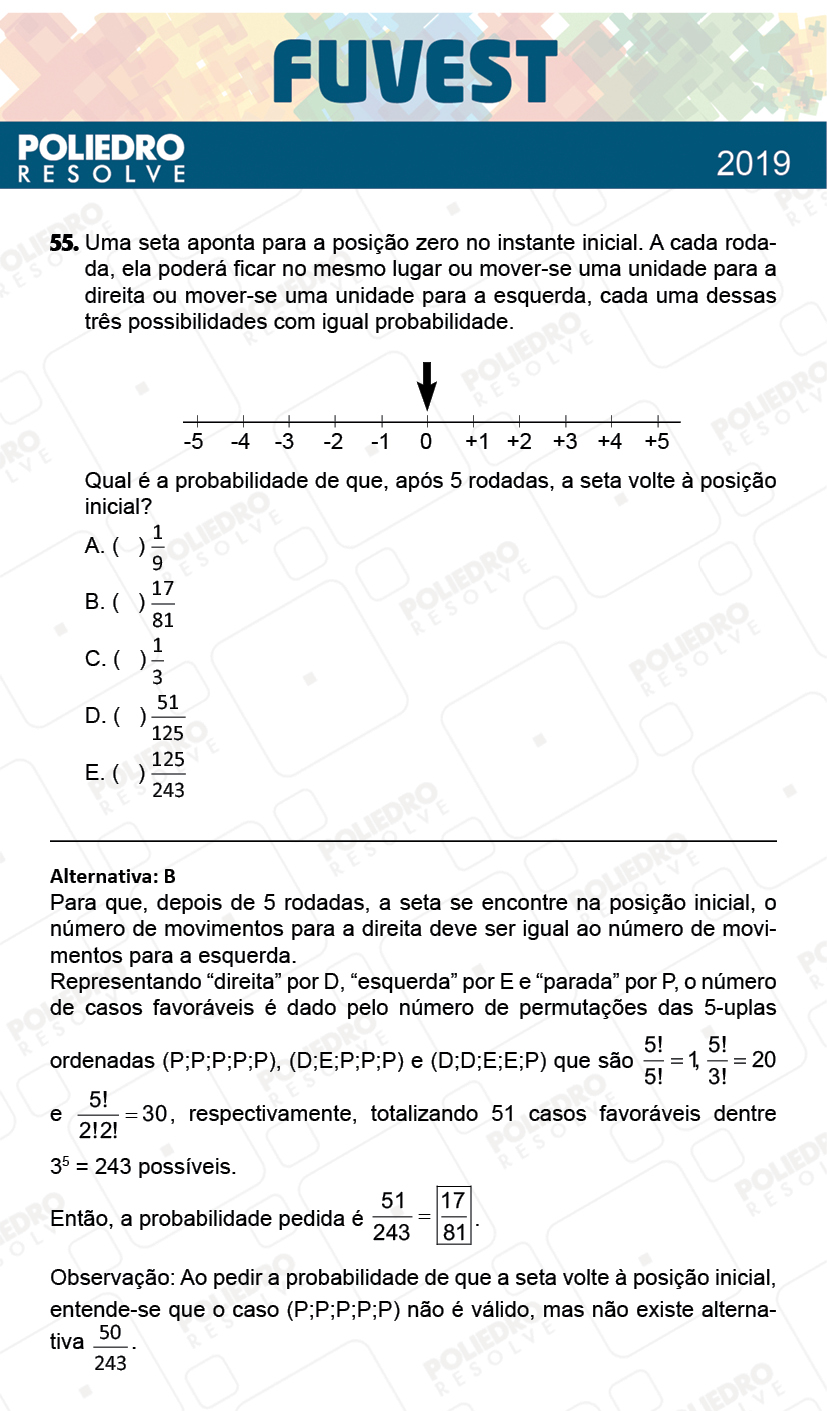 Questão 55 - 1ª Fase - Prova V - FUVEST 2019