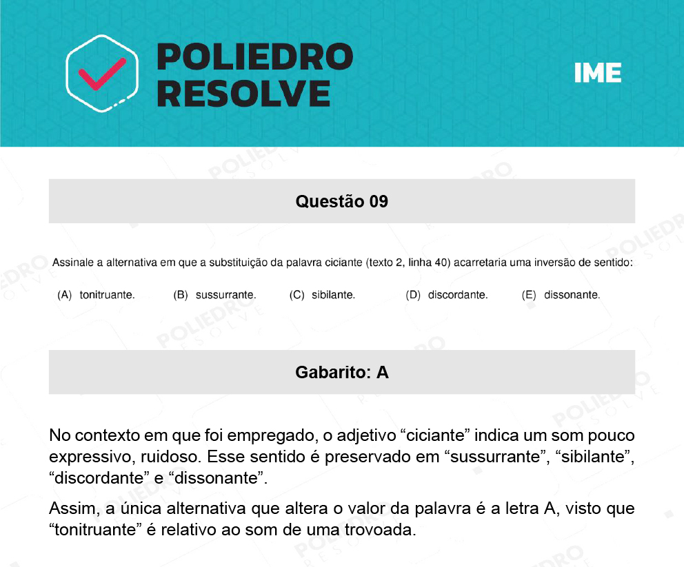 Questão 9 - 2ª Fase - Português/Inglês - IME 2022