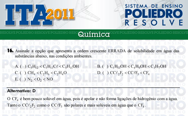 Questão 16 - Química - ITA 2011