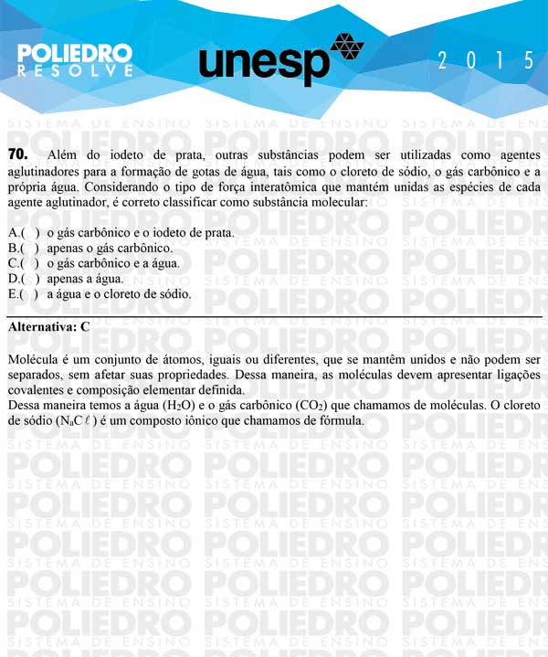 Questão 70 - 1ª Fase - UNESP 2015