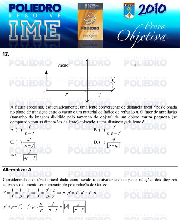 Questão 17 - Objetiva - IME 2010