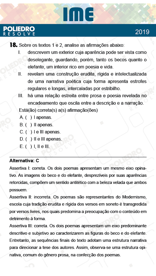 Questão 18 - 2ª Fase - Português/Inglês - IME 2019