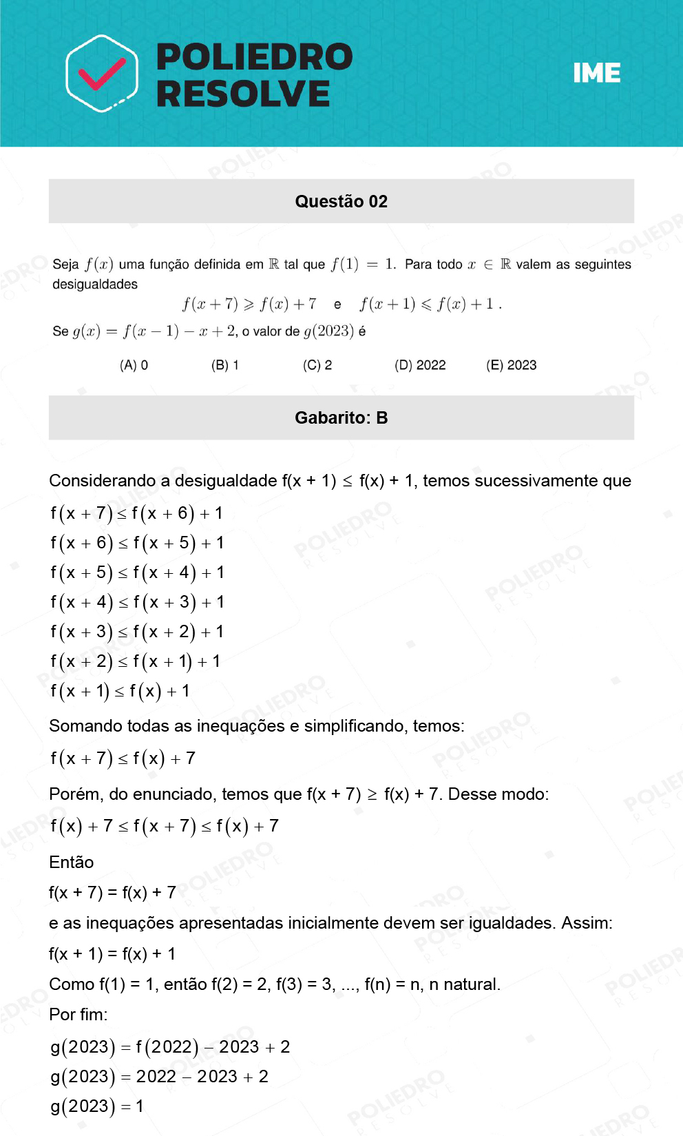 Questão 2 - 1ª Fase - IME 2023