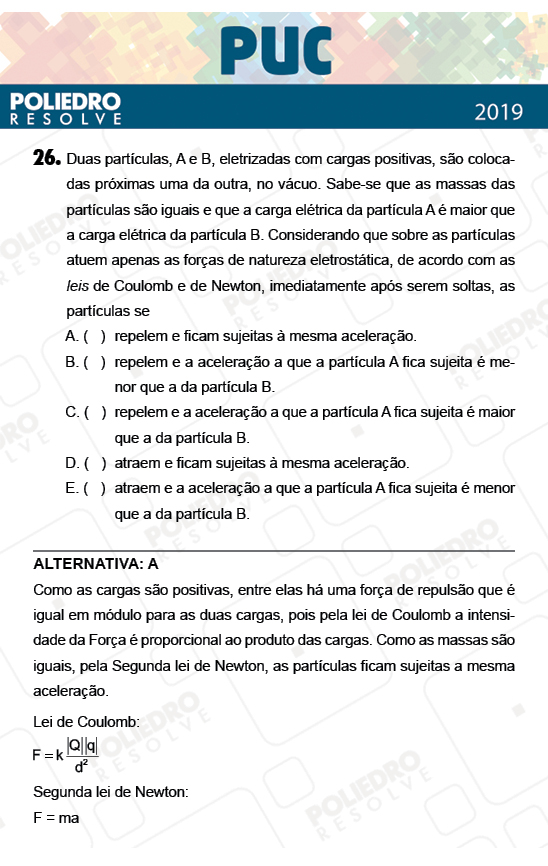 Questão 26 - 1ª Fase - PUC-Campinas 2019