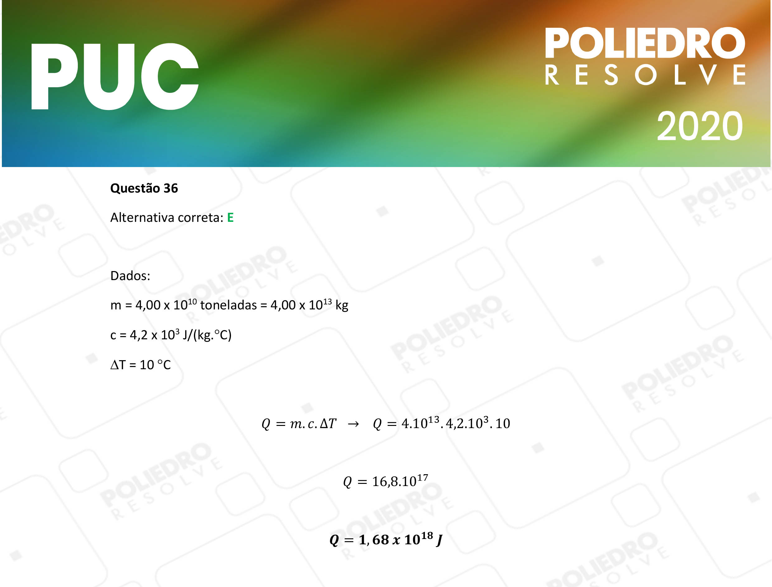 Questão 36 - 1ª Fase - PUC-Campinas 2020