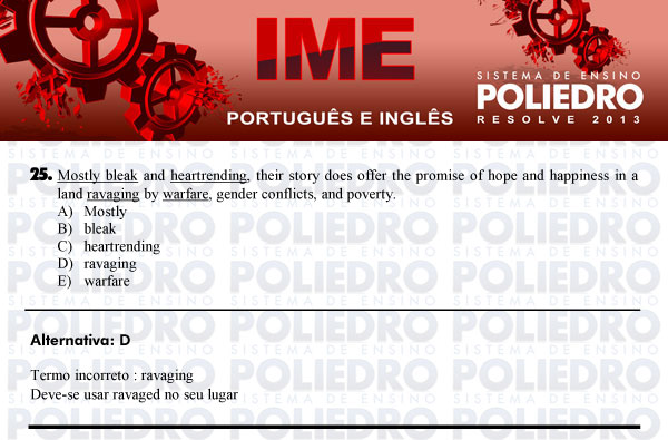 Questão 25 - Português e Inglês - IME 2013