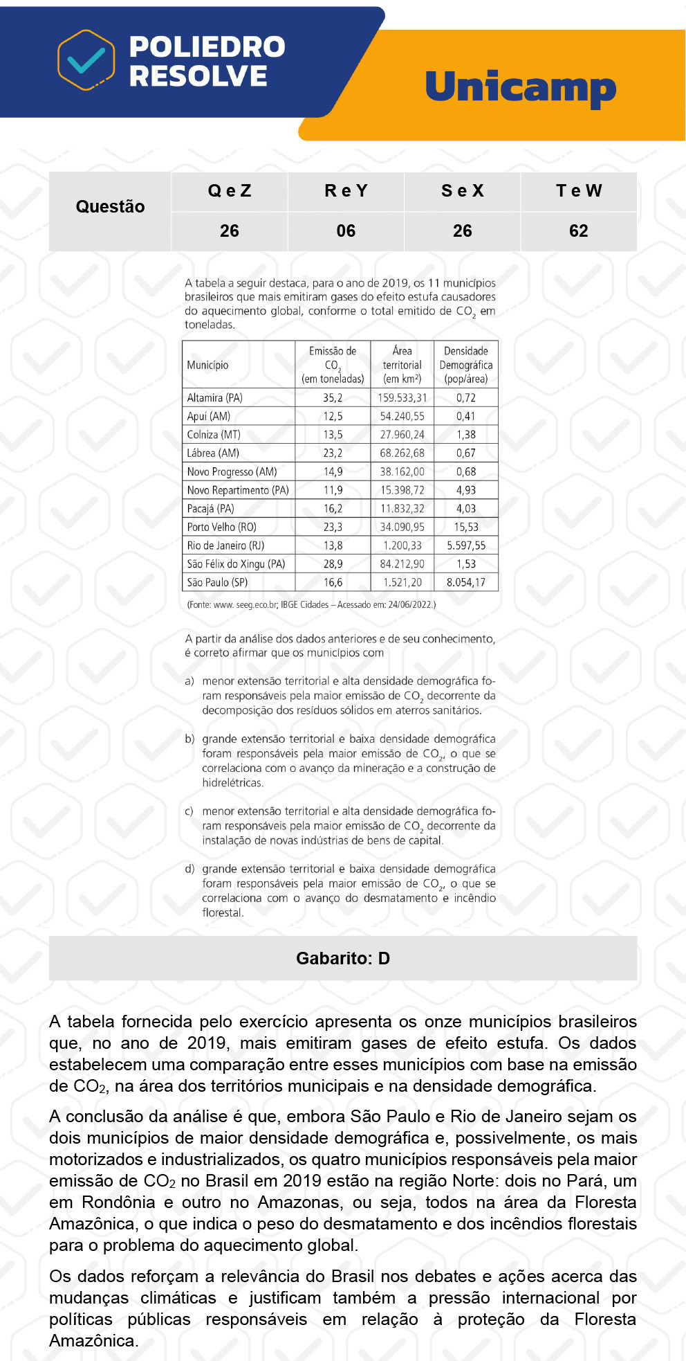 Questão 26 - 1ª Fase - 1º Dia - S e X - UNICAMP 2023