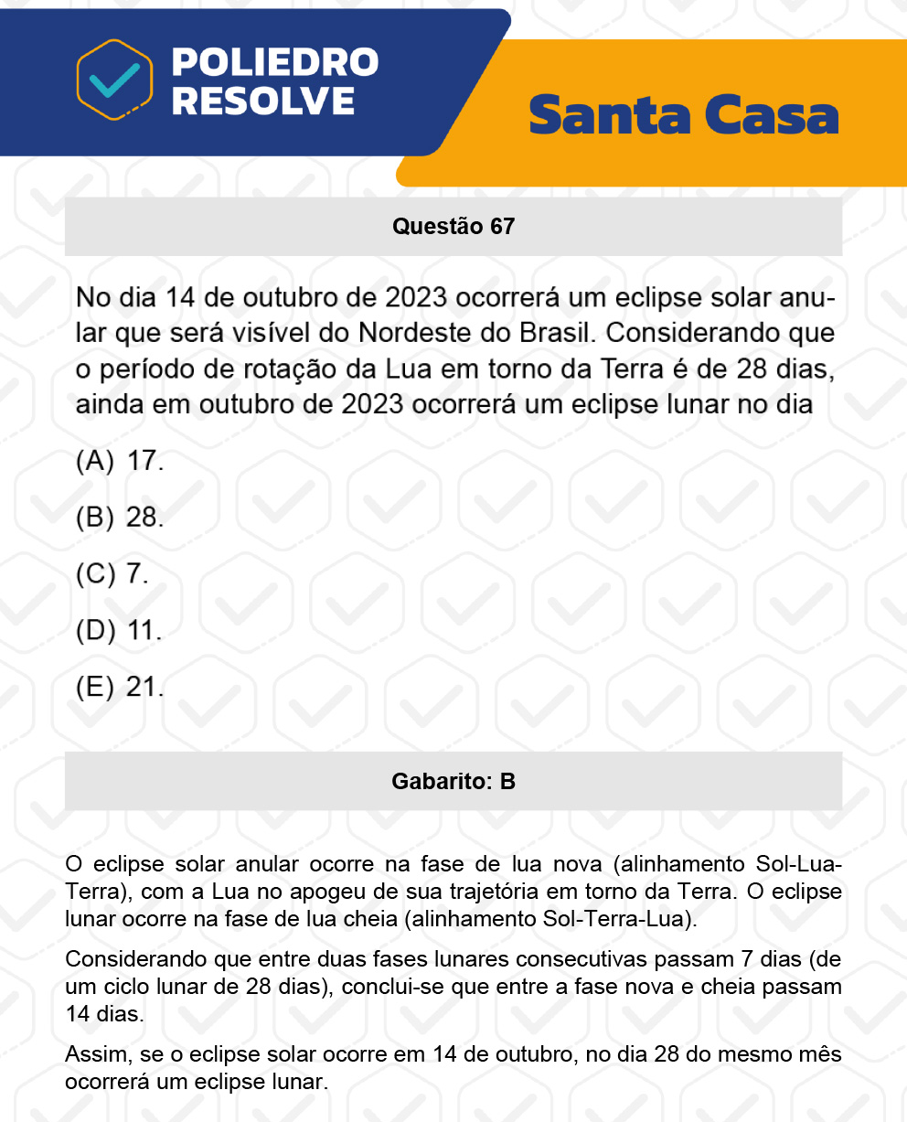 Questão 67 - 1º Dia - SANTA CASA 2023