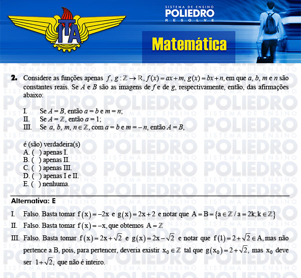 Questão 2 - Matemática - ITA 2014