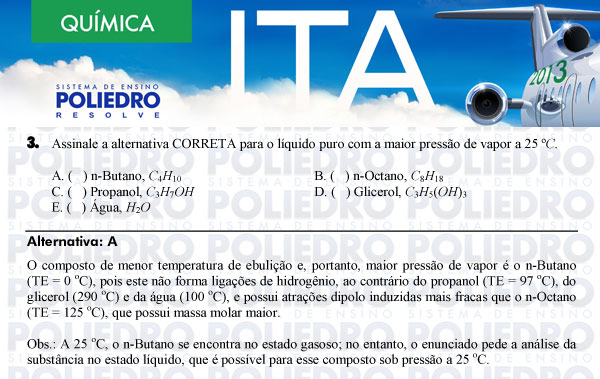 Questão 3 - Química - ITA 2013