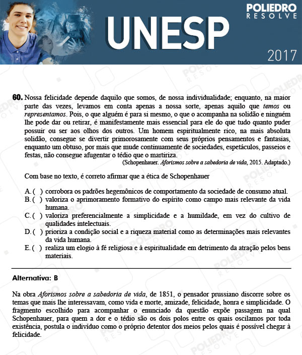 Questão 60 - 1ª Fase - UNESP 2017