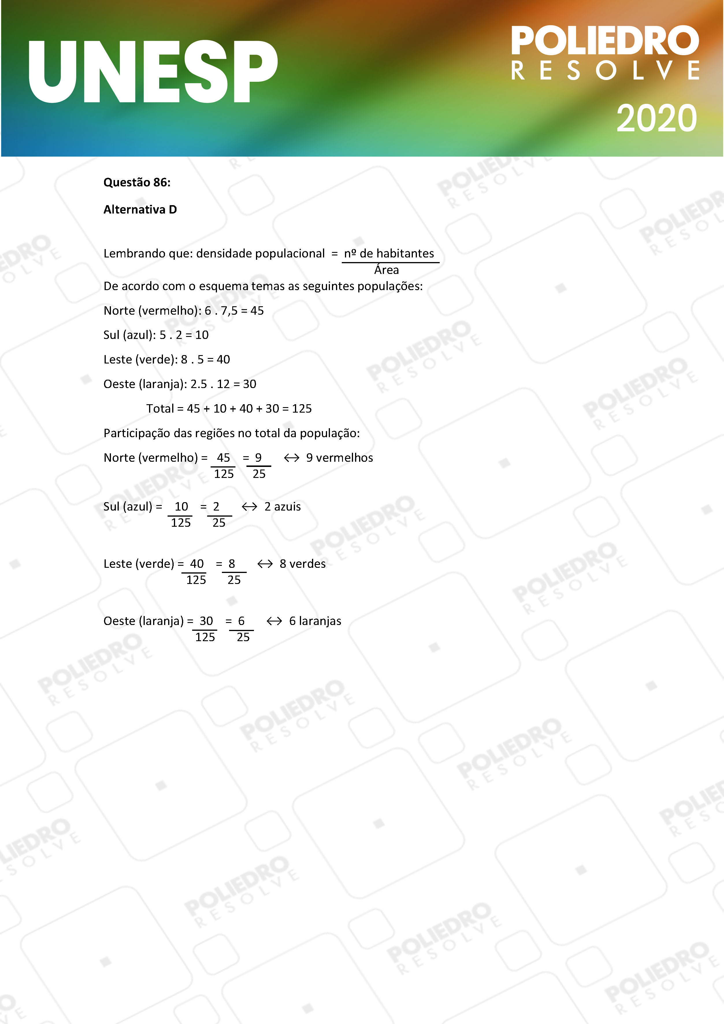 Questão 86 - 1ª Fase - UNESP 2020