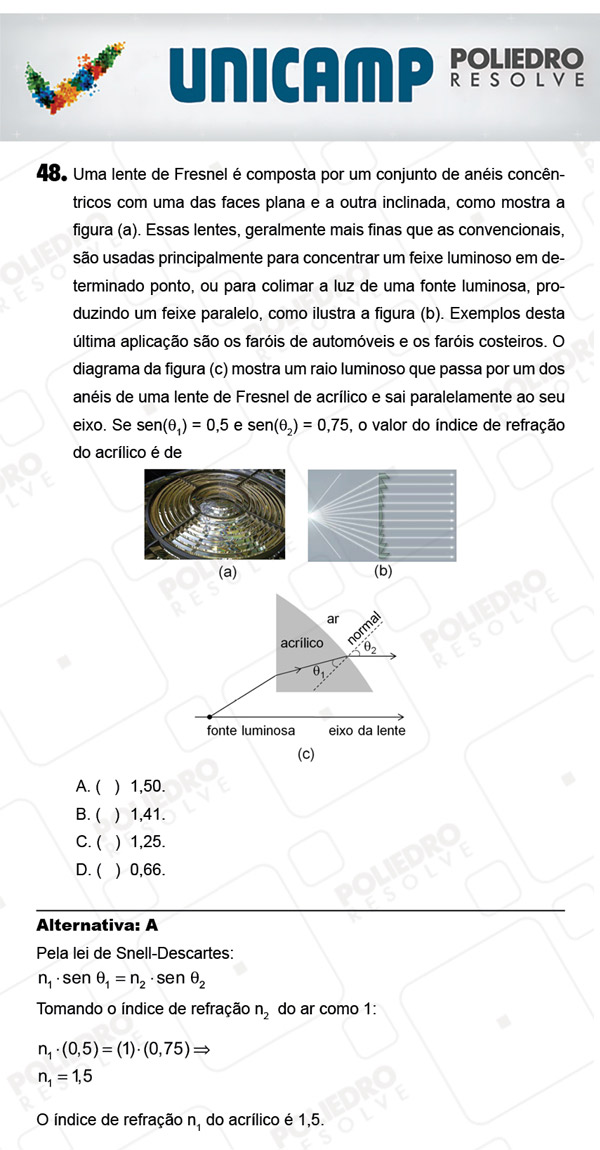 Questão 48 - 1ª Fase - PROVA Q - UNICAMP 2018