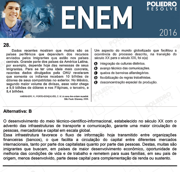 Questão 28 - 1º Dia (PROVA ROSA) - ENEM 2016