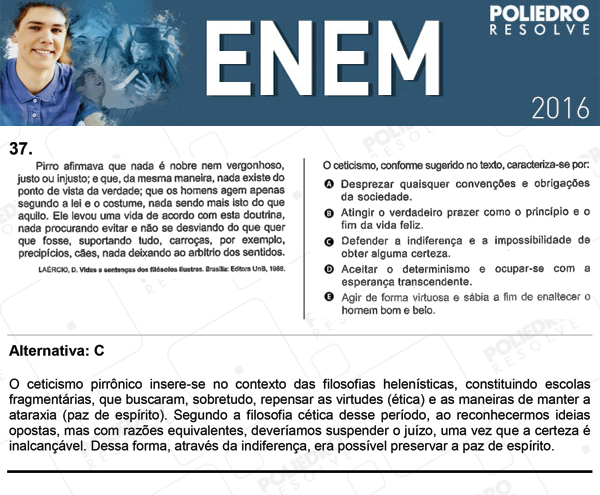 Questão 37 - 1º Dia (PROVA ROSA) - ENEM 2016