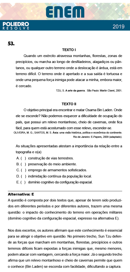 Questão 53 - 1º Dia - Prova BRANCA - ENEM 2018