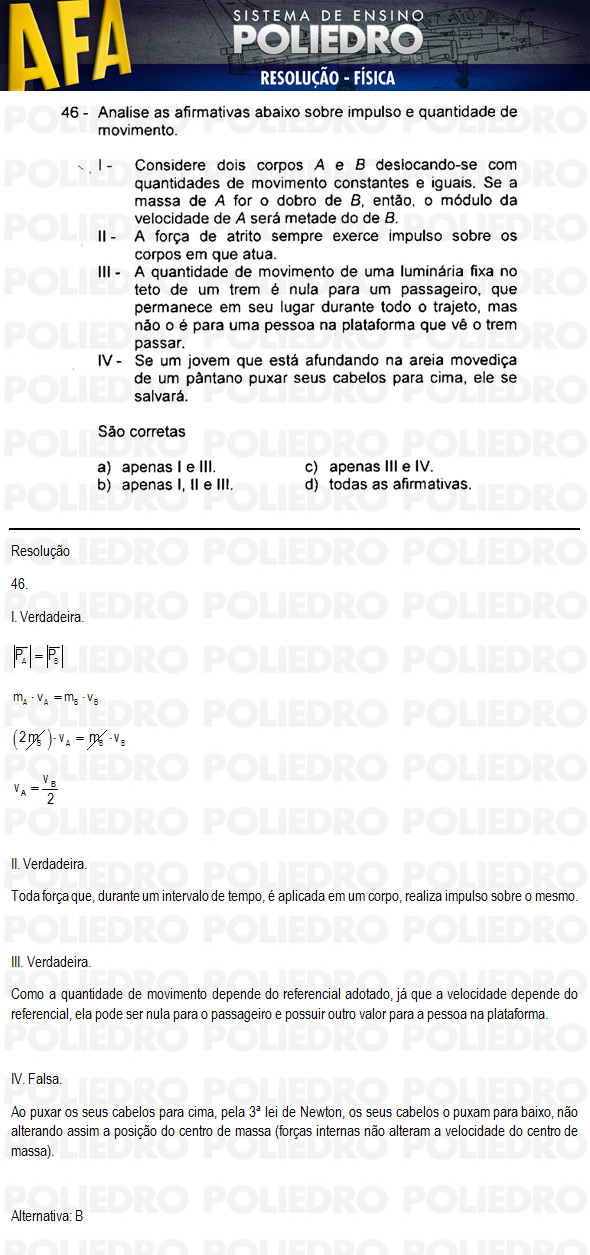 Questão 46 - Código 11 - AFA 2011