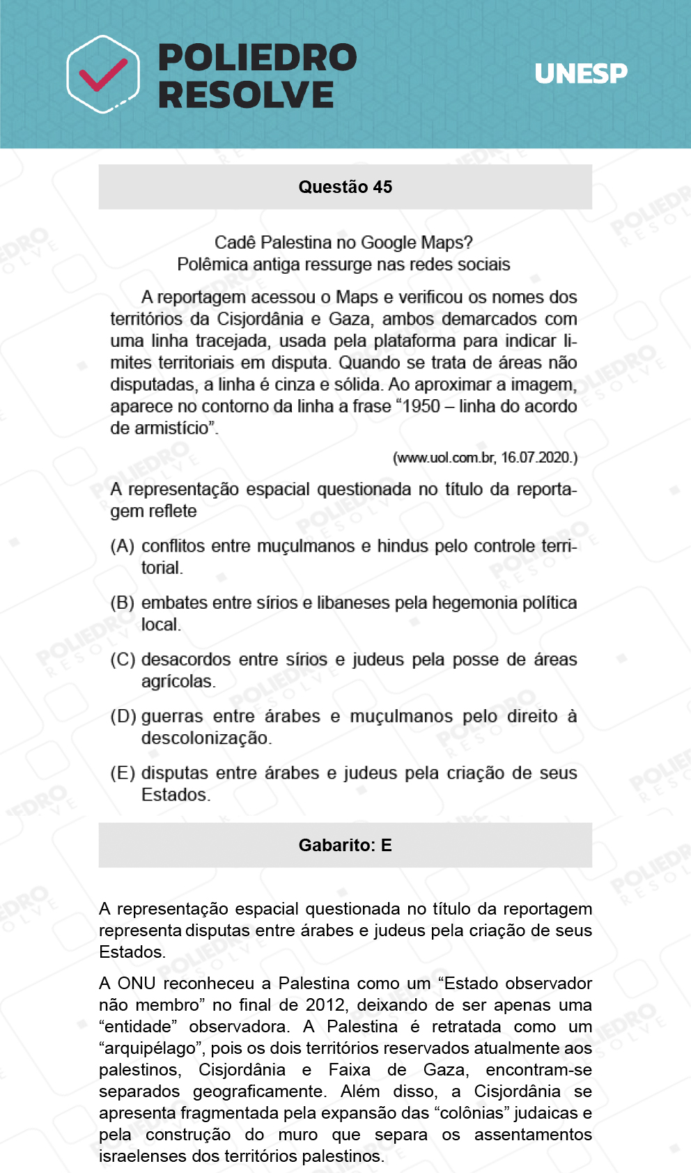 Questão 45 - 1ª Fase - Biológicas - UNESP 2022