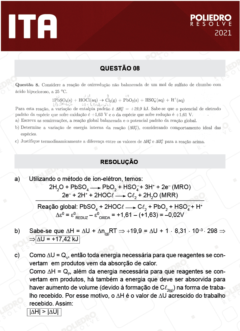 Dissertação 8 - 2ª Fase - 1º Dia - Mat/Quí - ITA 2021