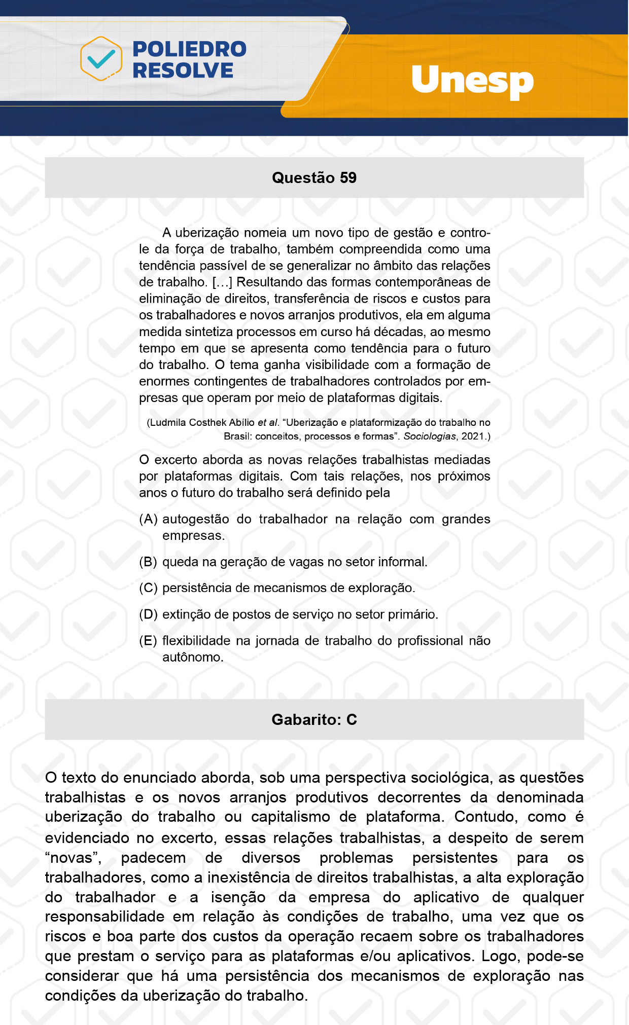 Questão 59 - 1ª Fase - UNESP 2024