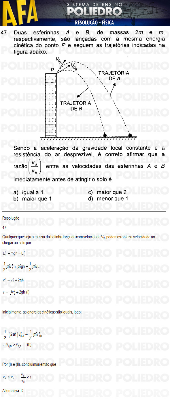 Questão 47 - Código 11 - AFA 2011