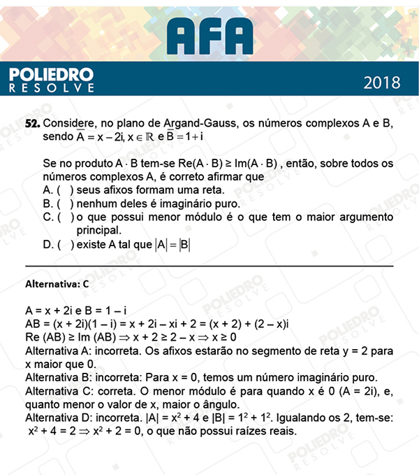 Questão 52 - Prova Modelo B - AFA 2019